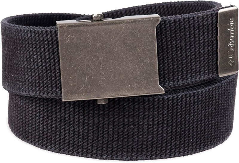 Columbia Unisex-Adult Military Web Belt-Adjustable One Size Cotton Strap and Metal Plaque Buckle