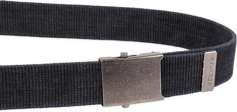 Columbia Unisex-Adult Military Web Belt-Adjustable One Size Cotton Strap and Metal Plaque Buckle