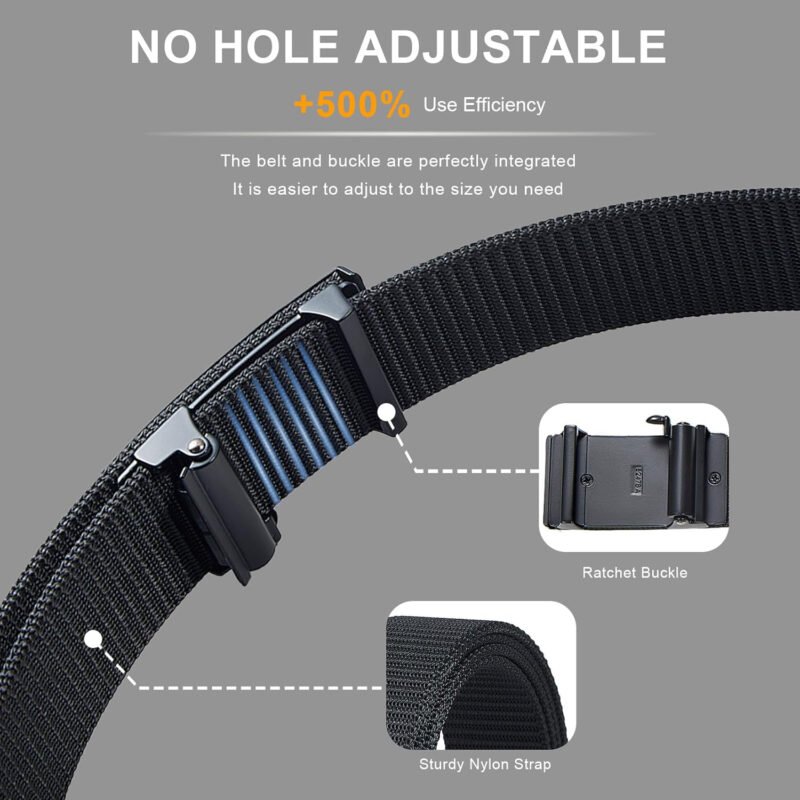 Men’s Ratchet Web Belts,Outdoors Hiking Tactical Belt for Men,Nylon No Holes Golf Belts with Automatic Buckle