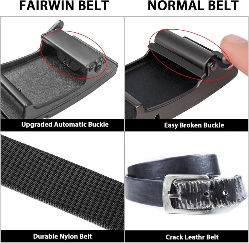 FAIRWIN Men’s Ratchet Belt – Nylon Web Work Belt with Automatic Buckle, Adjustable for Jeans, Pants, Golf, and Everyday Use
