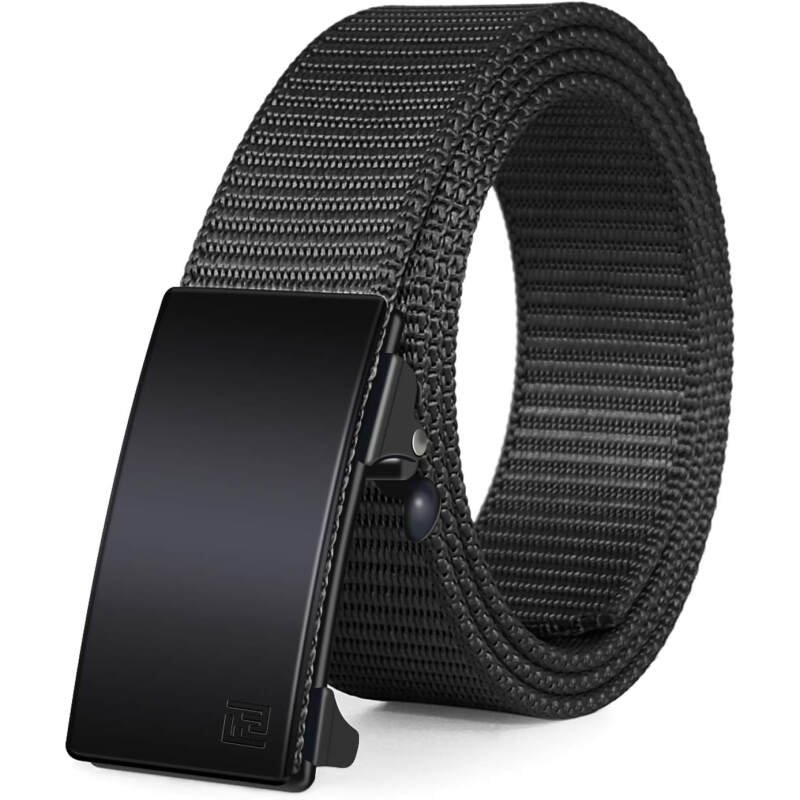 FAIRWIN Men’s Ratchet Web Belt,1.25 inch Nylon Automatic Buckle Belt,No Holes Invisible Belt for Men