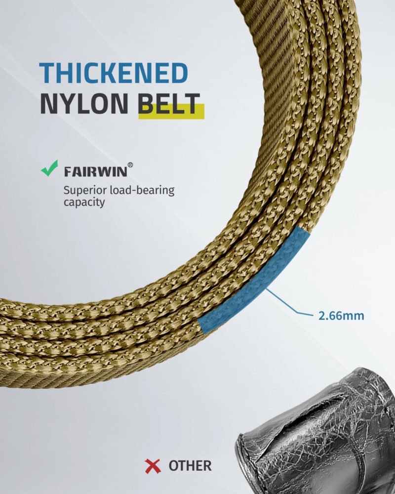 FAIRWIN Tactical Belt, Work Belts for Men Military Webbing Riggers Web Belt Heavy-Duty Quick-Release Buckle