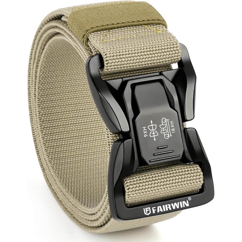 FAIRWIN Men Belt,Quick Release Tactical Belt, Military Work Stretch Nylon Web Belt for Men