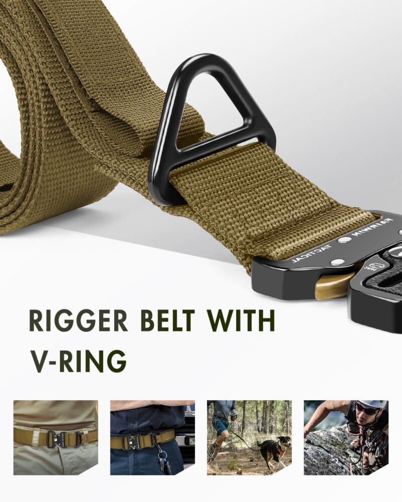 FAIRWIN Men’s Tactical Belt, Rigger Belt, Utility Nylon Web Waist Work Belt for Men with V-ring Quick-Release Buckle