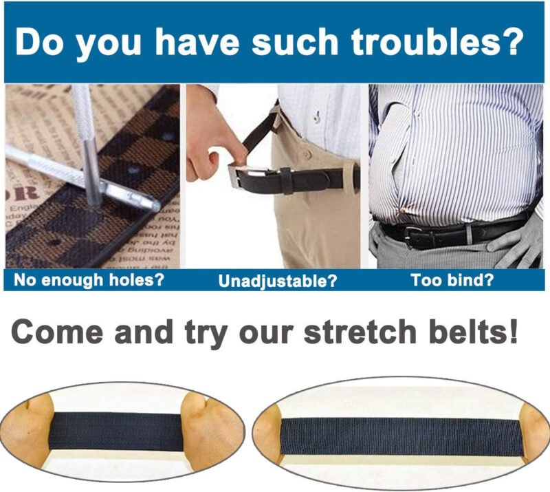 D-ring Tactical Belt, 2 Pack Elastic Stretch Military EDC Heavy Duty Belt