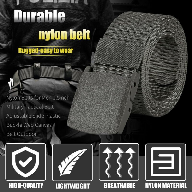 IronSeals Military Tactical Web Belt, Webbing Nylon Outdoor Web Belt with Plastic Buckle