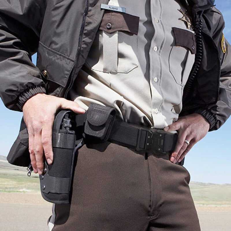 JUKMO Quick Release Tactical Belt, Military Work 1.5″ Nylon Web Hiking Belt with Heavy Duty Seatbelt Buckle