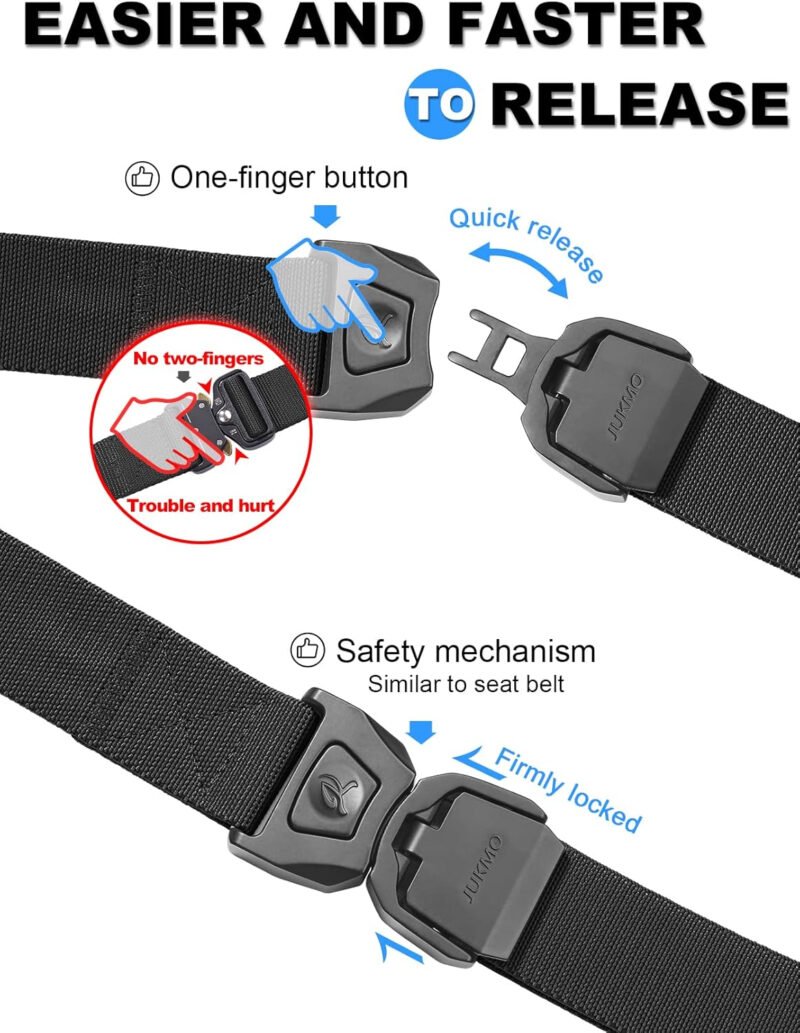 JUKMO Quick Release Tactical Belt, Military Work 1.5″ Nylon Web Golf Belt with Heavy Duty Seatbelt Buckle