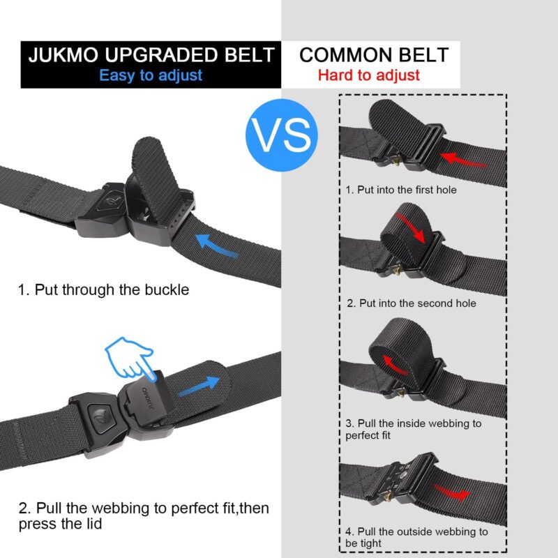JUKMO Quick Release Tactical Belt, Military Work 1.5″ Nylon Web Golf Belt with Heavy Duty Seatbelt Buckle