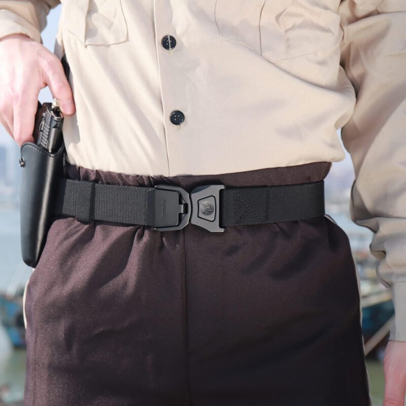 JUKMO Quick Release Tactical Belt, Military Work 1.5″ Nylon Web Golf Belt with Heavy Duty Seatbelt Buckle