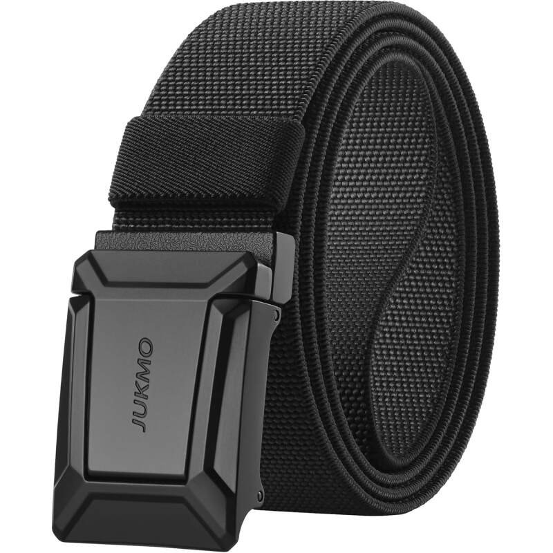 JUKMO Stretch Tactical Belt for Men, Military Work Rigger Hiking 1.5″ Elastic Nylon Web Ratchet Quick Release Belt
