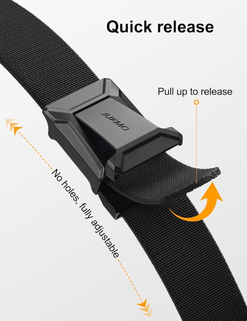 JUKMO Stretch Tactical Belt for Men, Military Work Rigger Hiking 1.5″ Elastic Nylon Web Ratchet Quick Release Belt