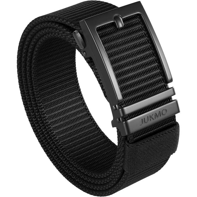 JUKMO Ratchet Golf Belt for Men, Nylon Web Tactical Belt with Automatic Slide Buckle