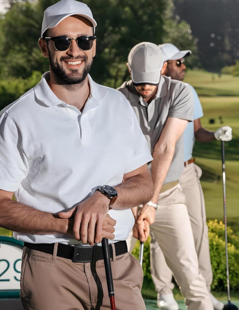 JUKMO Ratchet Golf Belt for Men, Nylon Web Tactical Belt with Automatic Slide Buckle