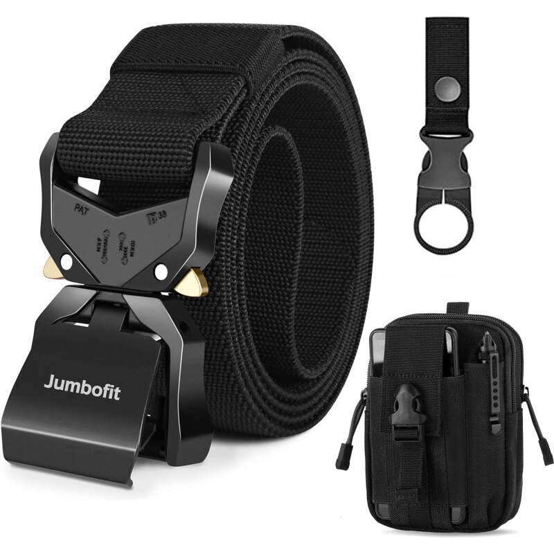 Tactical Belt for Men and Women, Military Work Belt Nylon with Quick-Release Buckle, Gift with Molle Pouch & Clip