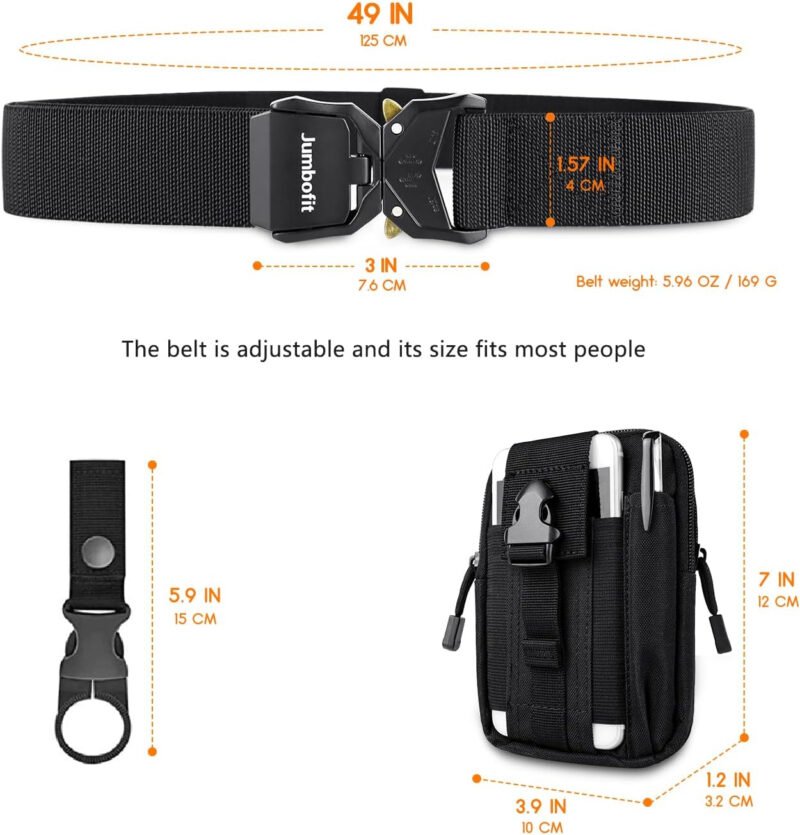 Tactical Belt for Men and Women, Military Work Belt Nylon with Quick-Release Buckle, Gift with Molle Pouch & Clip