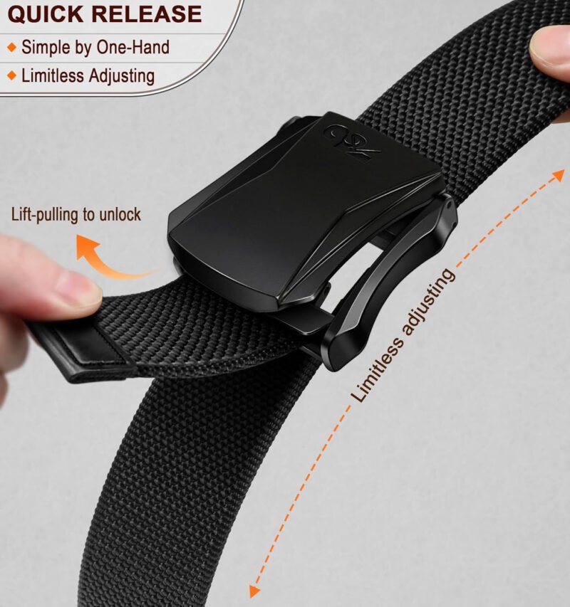 KEMISANT Mens Belt, Military Tactical Stretch Web Nylon Belt For Gift Men Hiking Hunting 1.5″,Cut For Fit