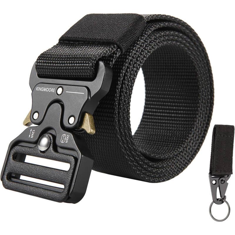 KingMoore Men’s Tactical Belt Heavy Duty Webbing Belt Adjustable Military Style Nylon Belts with Metal Buckle
