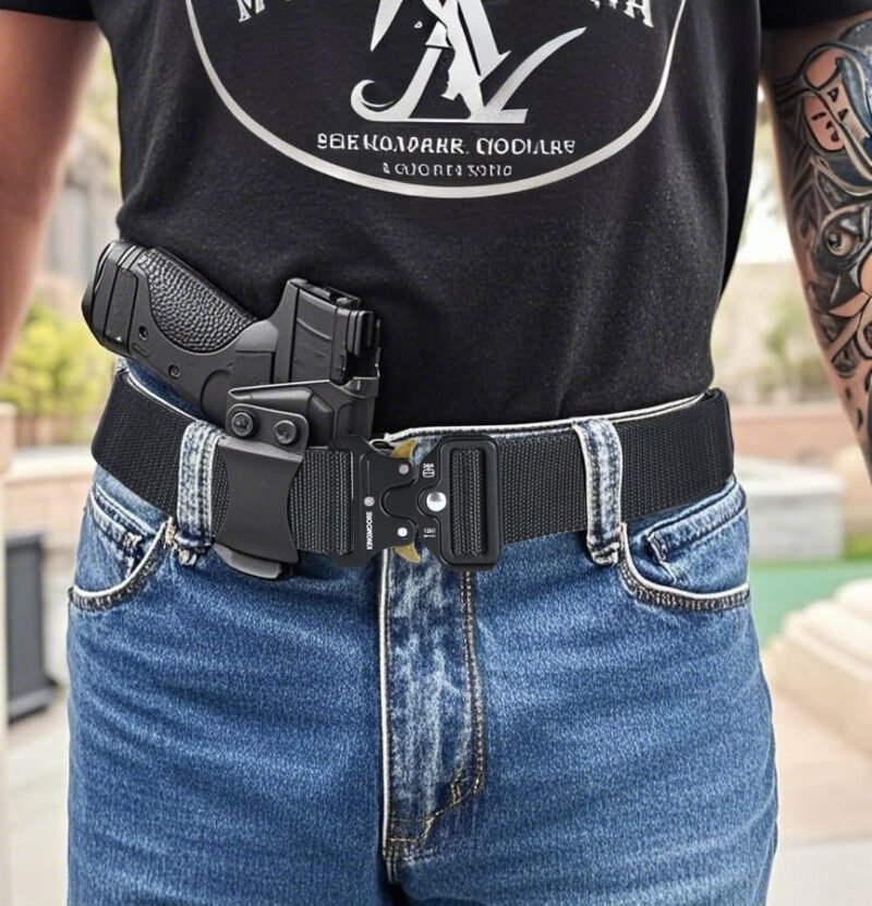KingMoore Men’s Tactical Belt Heavy Duty Webbing Belt Adjustable Military Style Nylon Belts with Metal Buckle