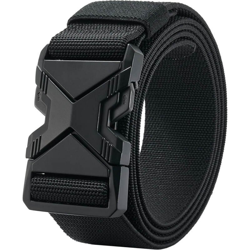LionVII Heavy Duty Quick Release Belt, Elastic Stretch 1.5″ Web Work Belts with Alloy Buckle for Waist Size Below 48″