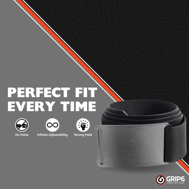 GRIP6 Gunmetal Belt: Durable Belts for Men & Women, Versatile Nylon Tactical Belt for Work, Golf, Casual & Outdoor Use