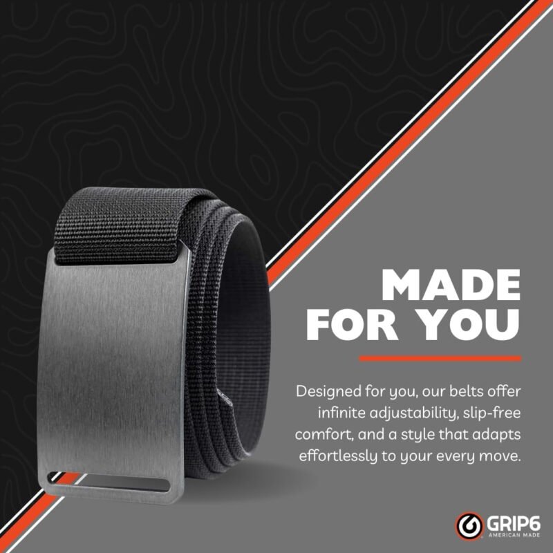 GRIP6 Gunmetal Belt: Durable Belts for Men & Women, Versatile Nylon Tactical Belt for Work, Golf, Casual & Outdoor Use