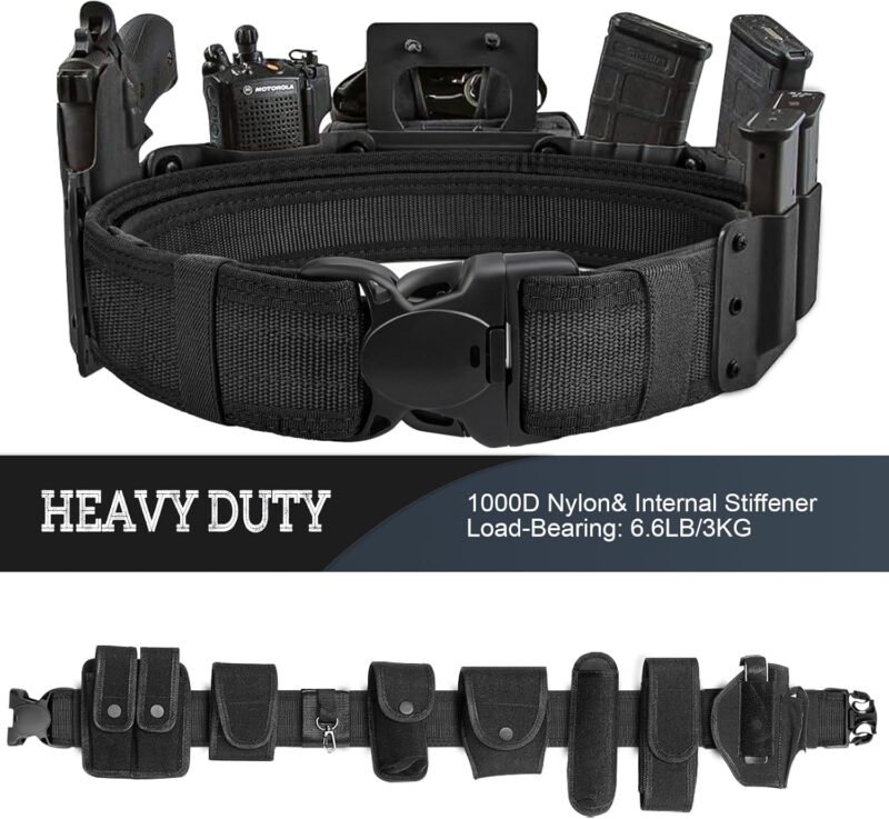 MOZETO Duty Belt, 2″ Police Security Nylon Duty Belts Law Enforcement Officer with 2 Key Holder and 4 Belt Keepers