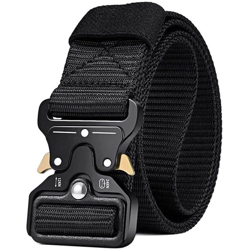 MOZETO Tactical Belts for Men Military Style Work Hiking Riggers Web Gun Belt with Heavy Duty Quick Release Metal Buckle
