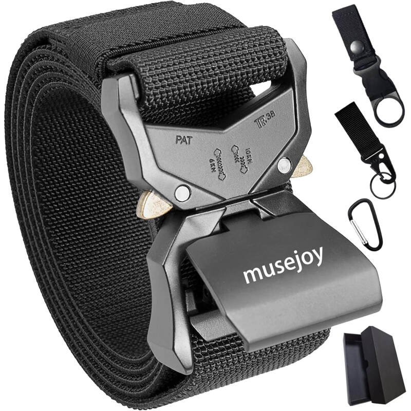 MUSEJOY Tactical Belts For Men, 1.5″ Nylon Web Work Belt with Heavy Duty Quick Release Tactical Belt
