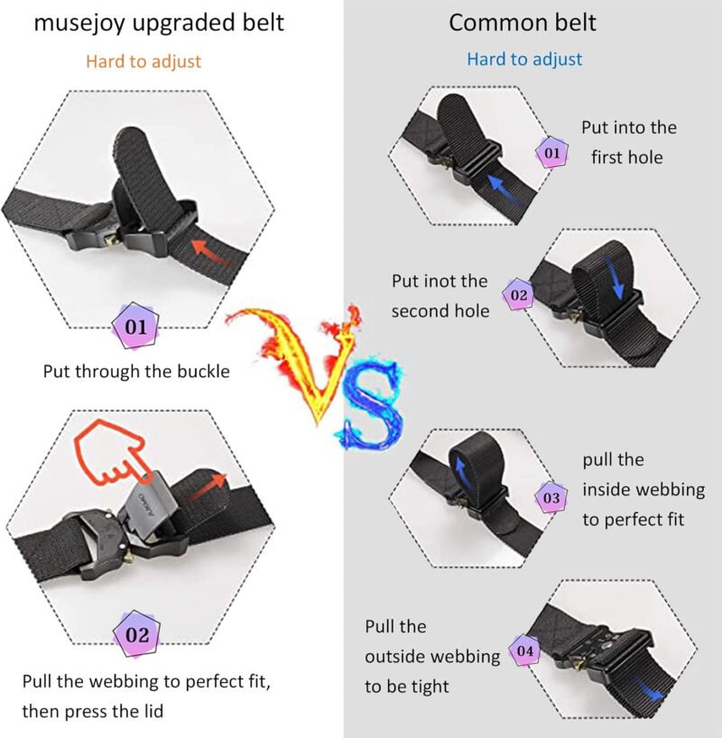 MUSEJOY Tactical Belts For Men, 1.5″ Nylon Web Work Belt with Heavy Duty Quick Release Tactical Belt
