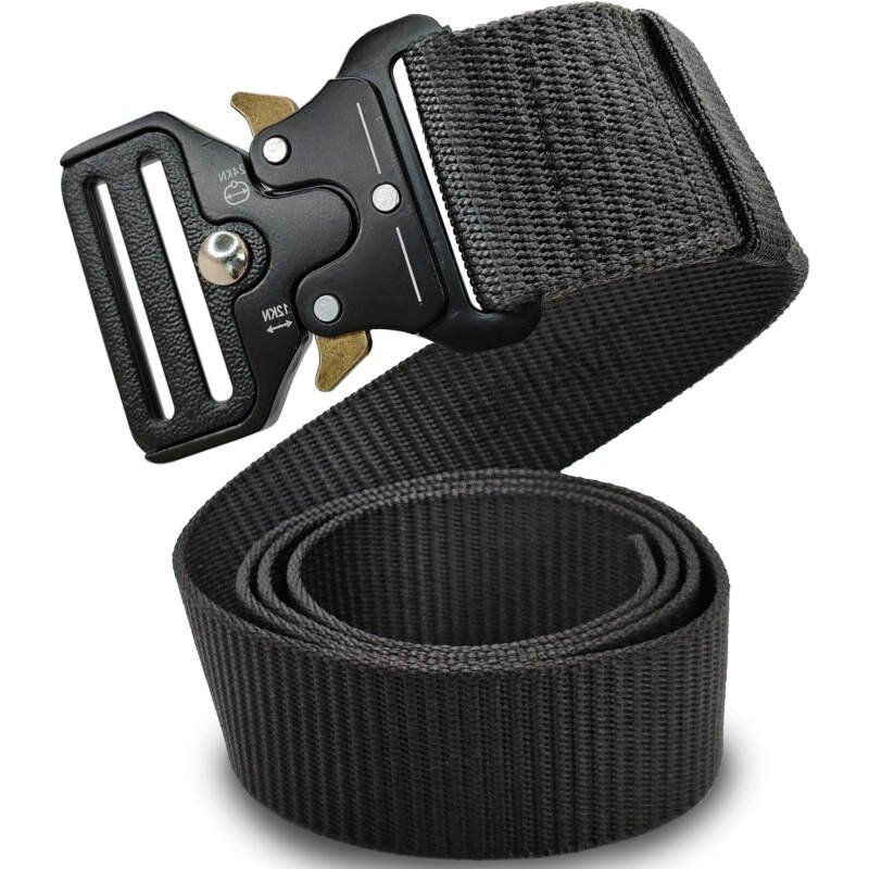 SHAVIT Tactical Belts for Men Military Style Work Hiking Riggers Web Nylon Waistband Belt with Quick Release Metal Buckle