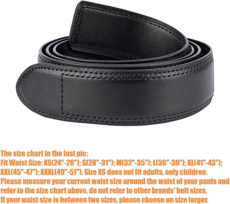 Mechanic Belt Buckleless No Scratch Genuine Leather Belt 1 3/8″ Hook and Loop Technician Movers Work Belt Travel Belt