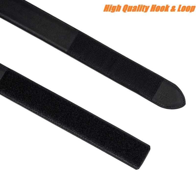 Mechanic Belt Buckleless No Scratch Genuine Leather Belt 1 3/8″ Hook and Loop Technician Movers Work Belt Travel Belt