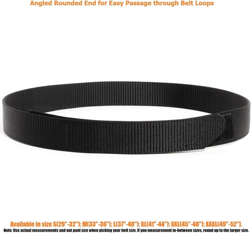 No-Scratch Nylon Belt 1 3/8″ No Metal Buckle Belt w/Hook & Loop Closure TSA Approved for Work Travel Mechanic Driver
