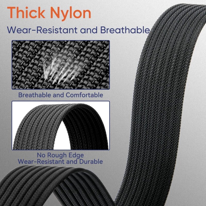 Nylon Military Tactical Belts for Men 1.5″ No Holes Adjustable Webbing Canvas Belt for Hiking, Casual & Outdoor