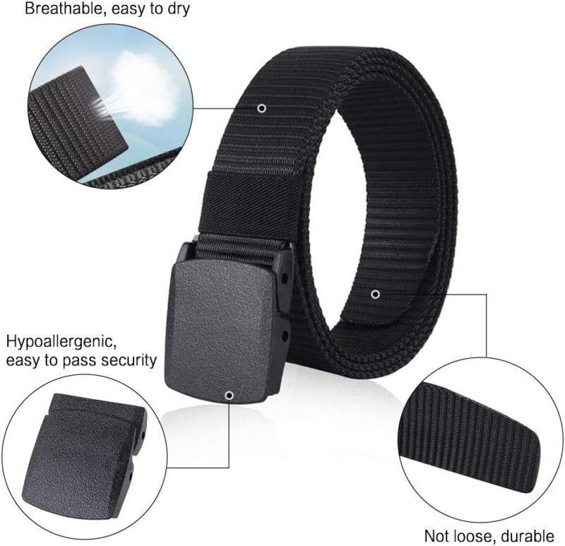 Nylon Belts for Men 1.5inch Military Tactical Belt Adjustable Slide Plastic Buckle Web Canvas Belt Outdoor