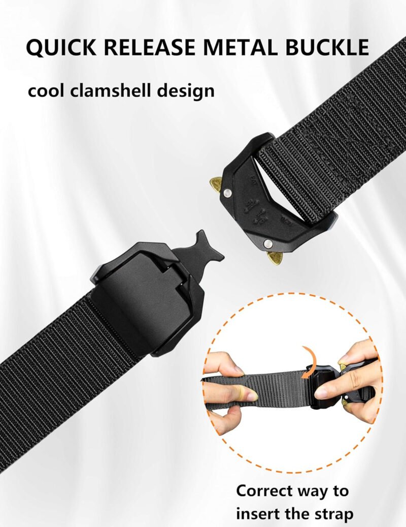 WOLFHUNT Mens Tactical Belt, Nylon Hunting Belt Heavy Duty Metal Buckle, Military Hiking Rigger 1.5″ Work Belt Quick-Release