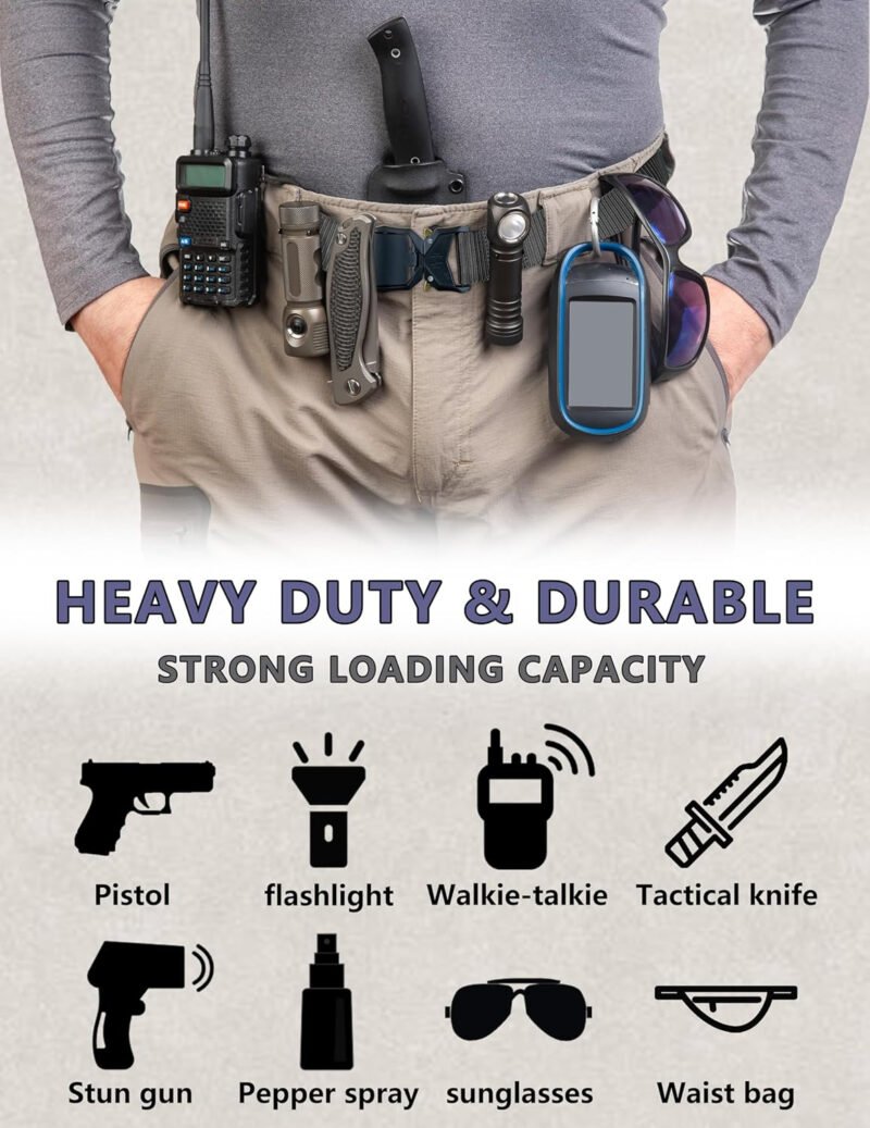 WOLFHUNT Mens Tactical Belt, Nylon Hunting Belt Heavy Duty Metal Buckle, Military Hiking Rigger 1.5″ Work Belt Quick-Release