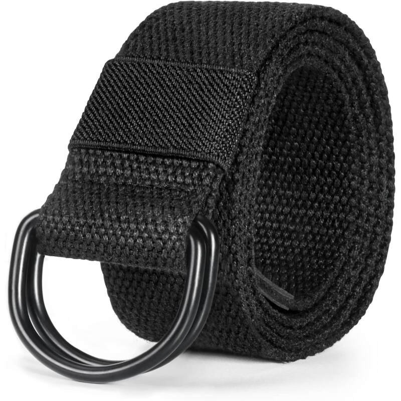 maikun Mens & Womens Canvas Belt with Black D-ring Buckle 1 1/2″ Wide Solid Color Fabric Belt for Men