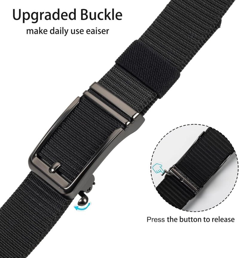 Ratchet Tactical Belt for Men – Nylon Web Work Belt with Auto Slide Buckle for Outdoor Hunting Hiking