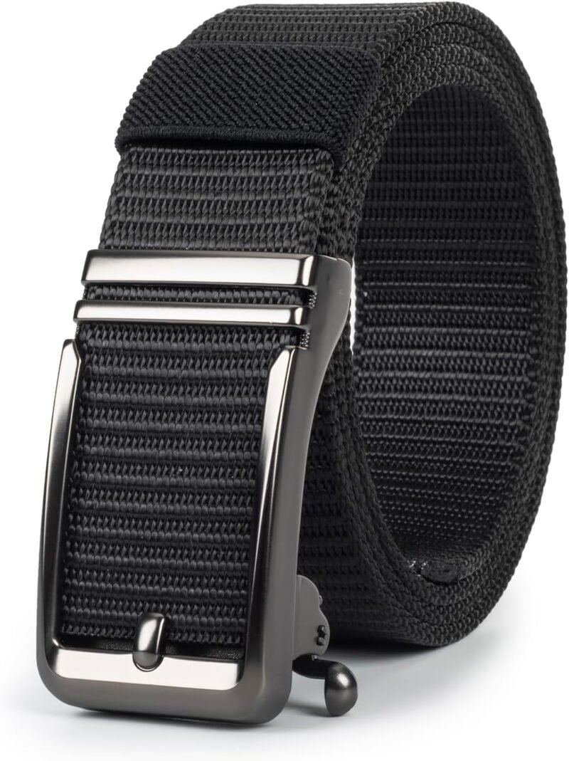 Ratchet Tactical Belt for Men – Nylon Web Work Belt with Auto Slide Buckle for Outdoor Hunting Hiking