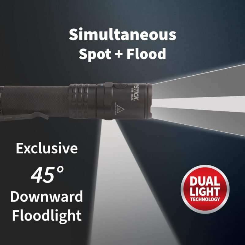 Nightstick USB-588XL Metal USB Dual-Light Tactical Flashlight – White Spot – White Flood – Li-Ion – Black