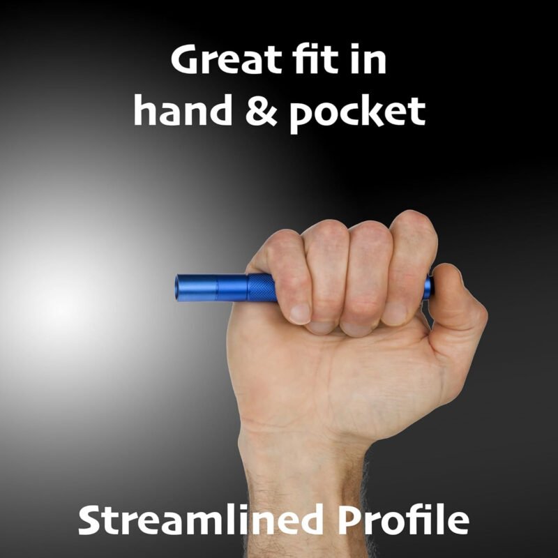 Nightstick MT-100BL Mini-TAC Metal LED Flashlight – 2 AAA, 5.4 in (137 mm), Blue