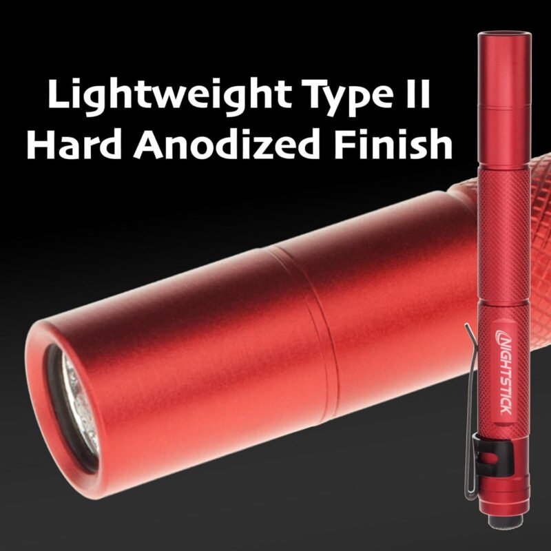 Nightstick MT-100R Mini-TAC Metal LED Flashlight – 2 AAA, 5.4 in (137mm), Red