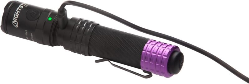 Nightstick Metal USB Dual-Light Tactical Flashlight – UV Spot – White Flood – Li-Ion – Black