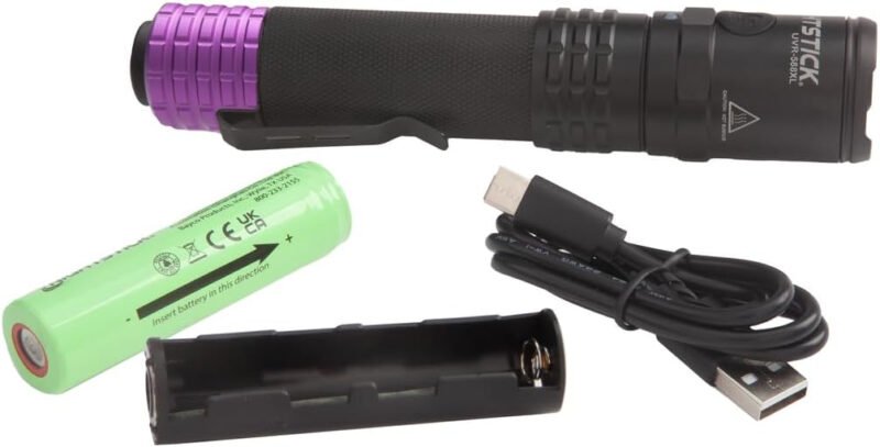 Nightstick Metal USB Dual-Light Tactical Flashlight – UV Spot – White Flood – Li-Ion – Black