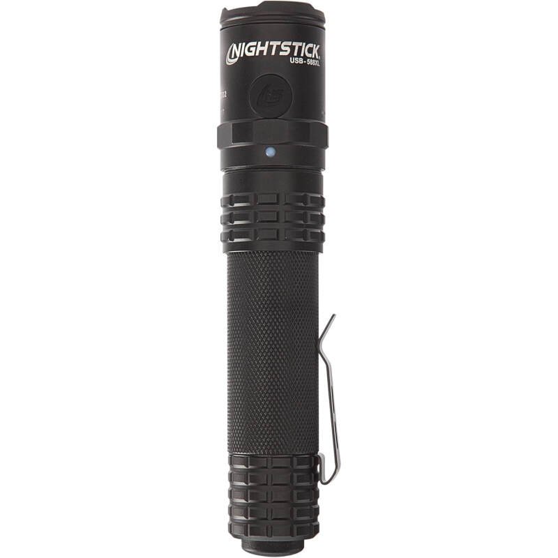 Nightstick USB-588XL Metal USB Dual-Light Tactical Flashlight – White Spot – White Flood – Li-Ion – Black