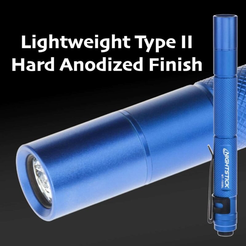 Nightstick MT-100BL Mini-TAC Metal LED Flashlight – 2 AAA, 5.4 in (137 mm), Blue