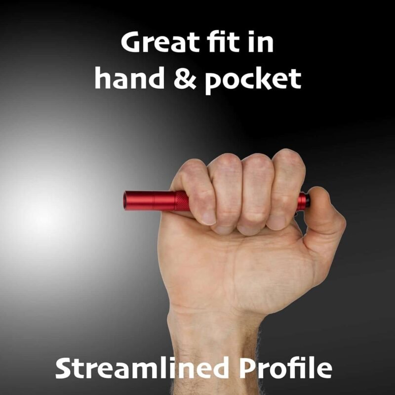 Nightstick MT-100R Mini-TAC Metal LED Flashlight – 2 AAA, 5.4 in (137mm), Red