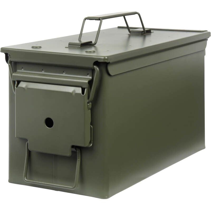 Allen Company Classic Steel Ammo Box, Lockable & Waterproof Lid, 2 Sizes: .30 / .50 Caliber, Army Green